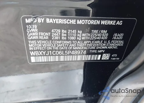 2020 BMW X2 xDrive28I z USA, uszkodzony, nr VIN WBXYJ1C06L5P48974